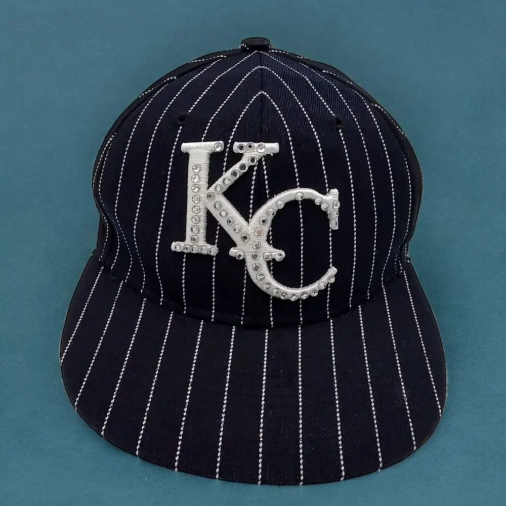 XL Old School Black Pinstripe KC Bling Kansas City Hunter Authentic Headgear Hat